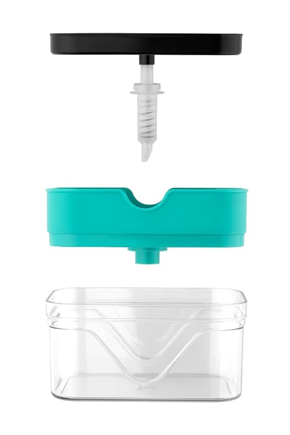 Kitchen Soap Dispenser and Holder | 400ml Refillable Pump with Sponge Rest