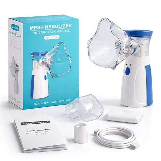 Portable Mesh Nebulizer & Humidifier - Silent, Self-Cleaning for Asthma, Cough & Allergy Relief