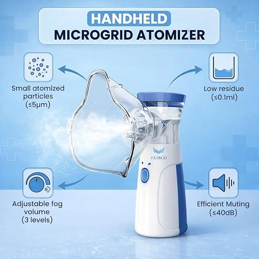 Portable Mesh Nebulizer & Humidifier - Silent, Self-Cleaning for Asthma, Cough & Allergy Relief