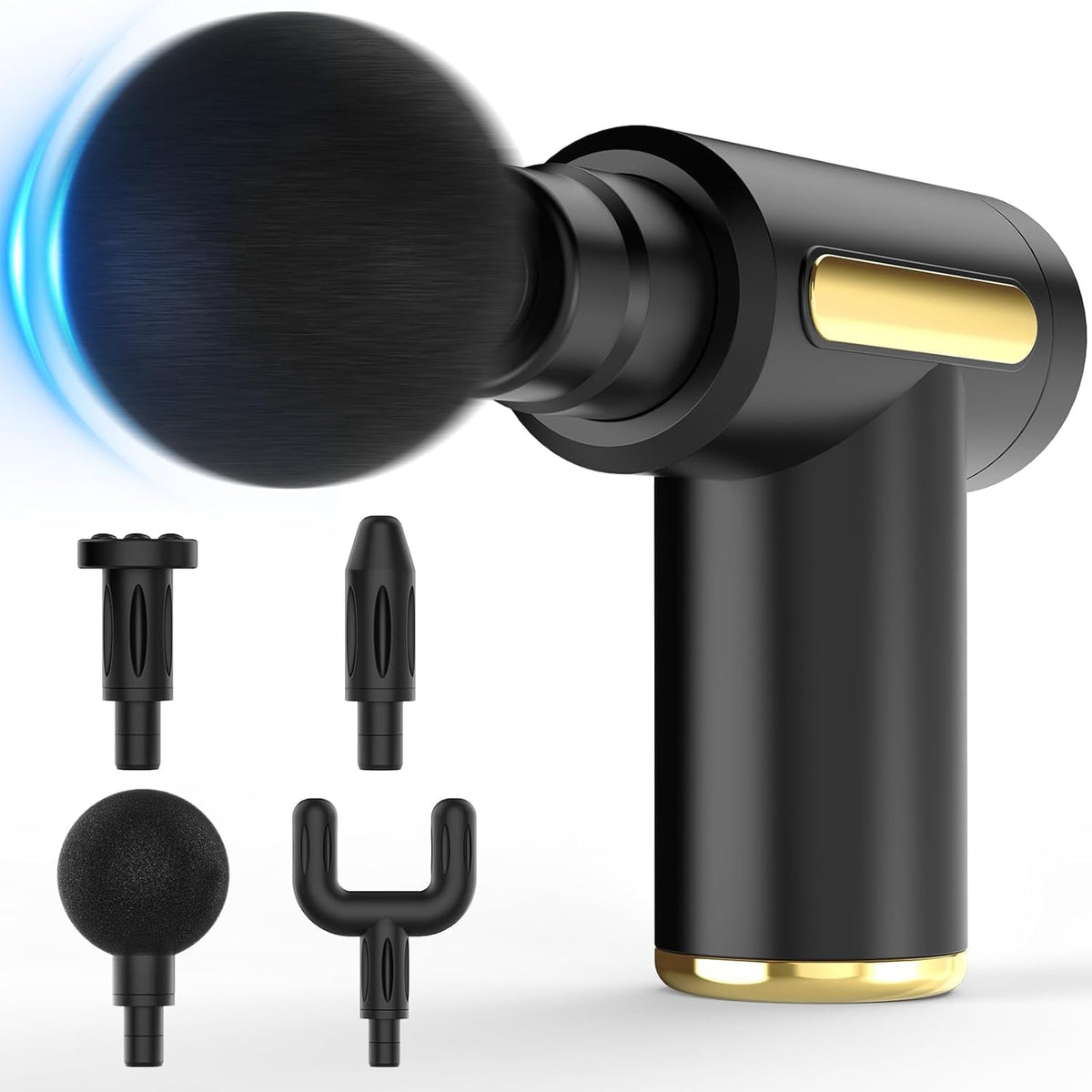 Facial Massage Gun – Handheld Deep-Tissue Percussion Muscle Massager (4 Heads, Multi-Speed, USB-C)